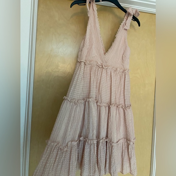 Lulus One to Remember Blush Pink Tie-Strap Tiered Babydoll Dress size Small - Picture 2 of 6